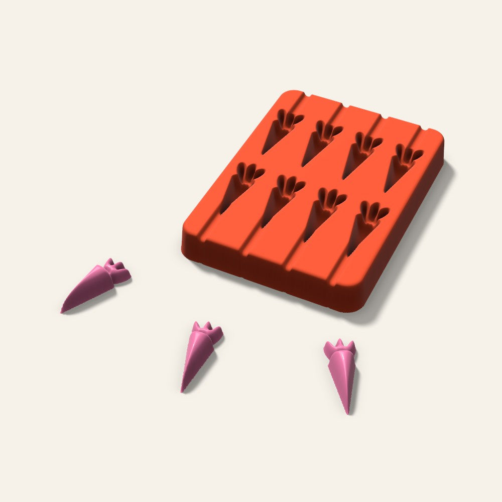 Carrot Lollipop Mold, 1.5 Inch, 8 Cavity, 3D render