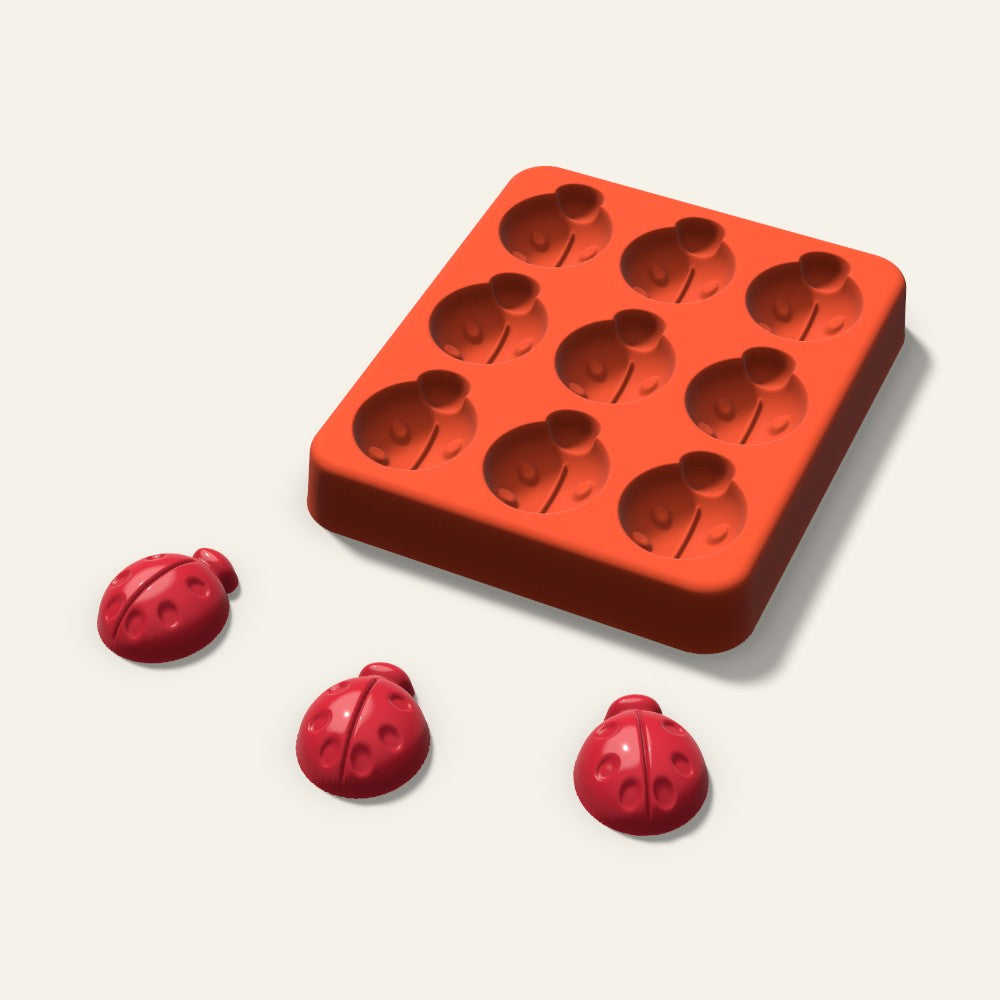 Ladybug Candy Mold, 1 Inch, 9 Cavity, 3D render