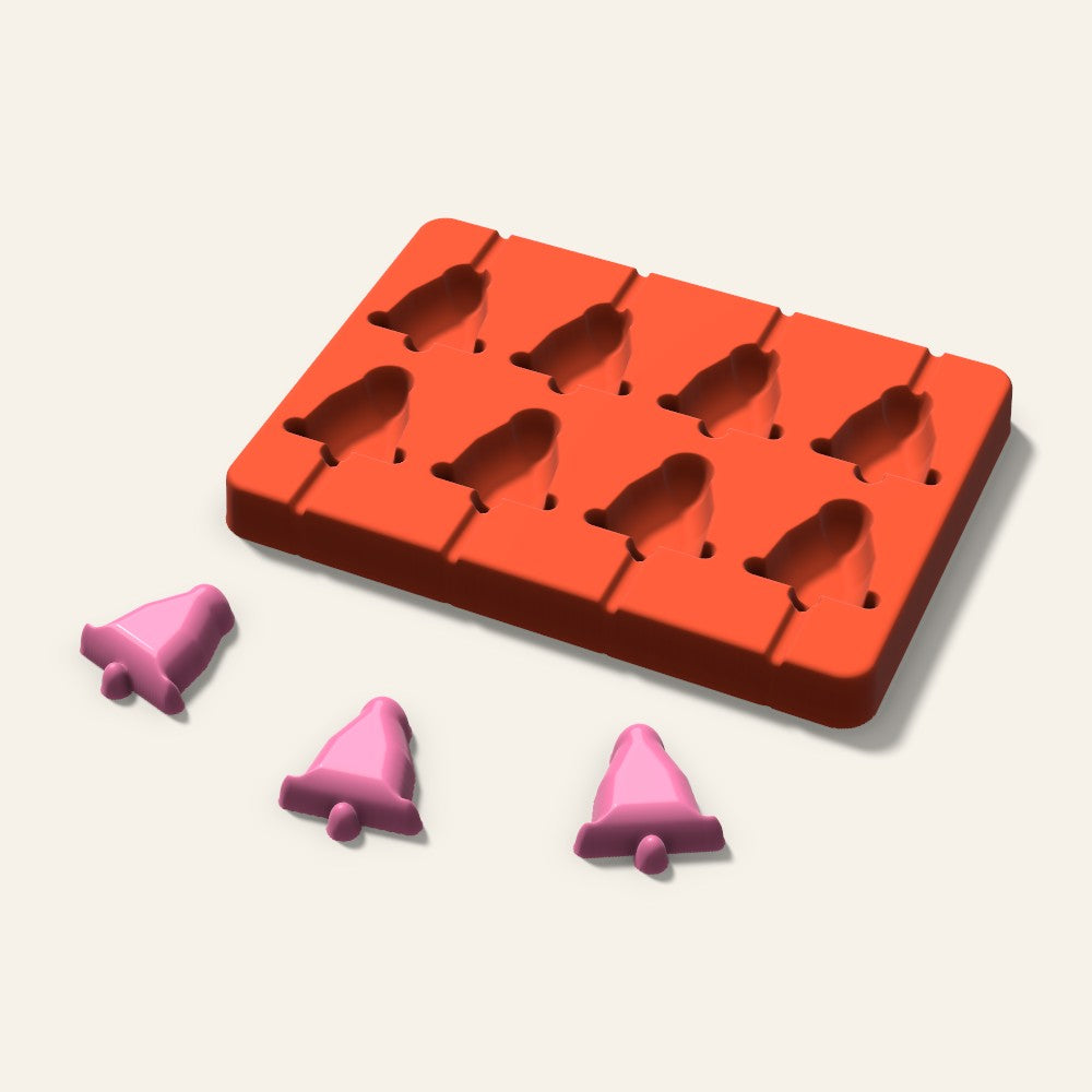 Bell Lollipop Mold, 1.5 Inch, 8 Cavity, 3D render