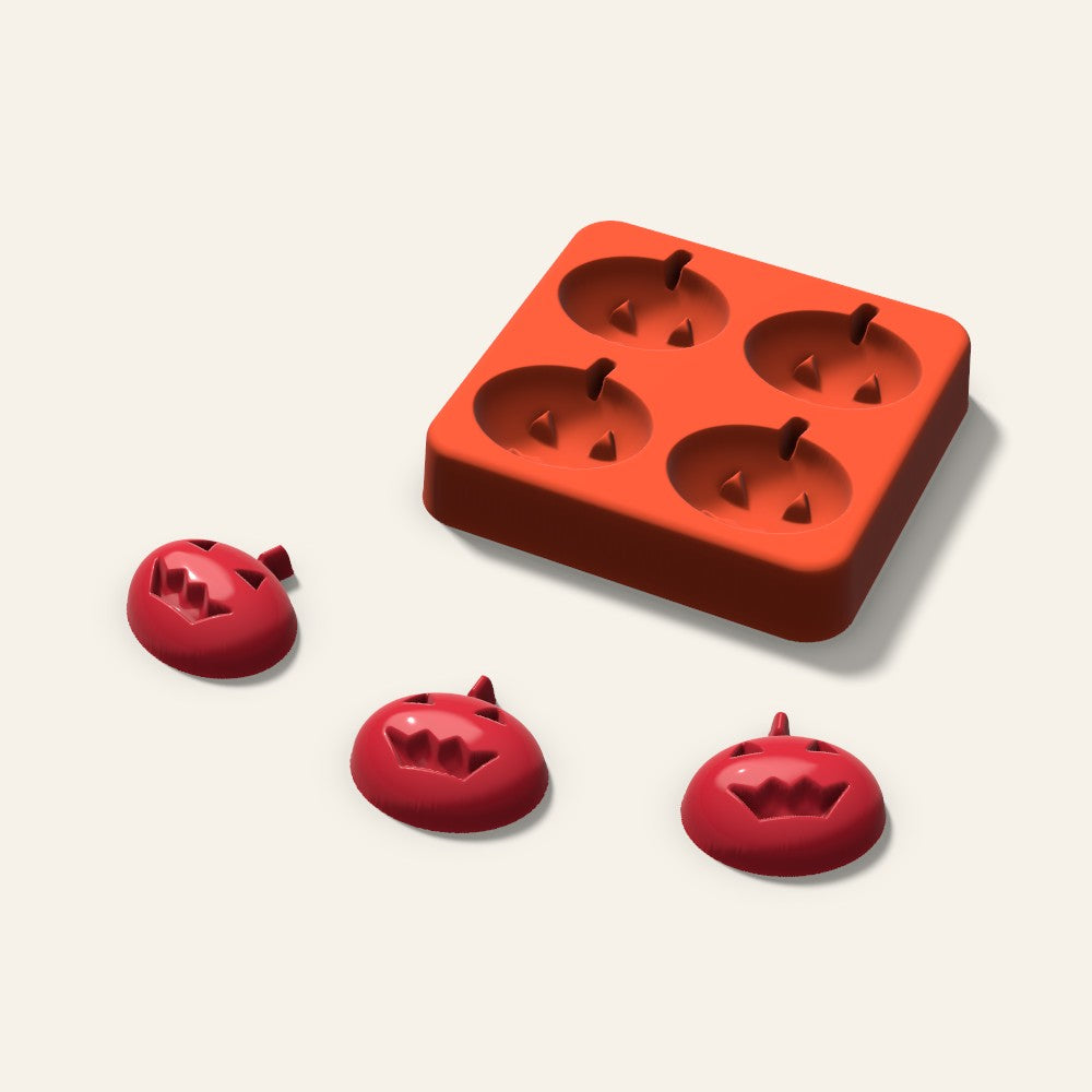 Jack-o'-Lantern Candy Mold, 1.25 Inch, 4 Cavity, 3D render