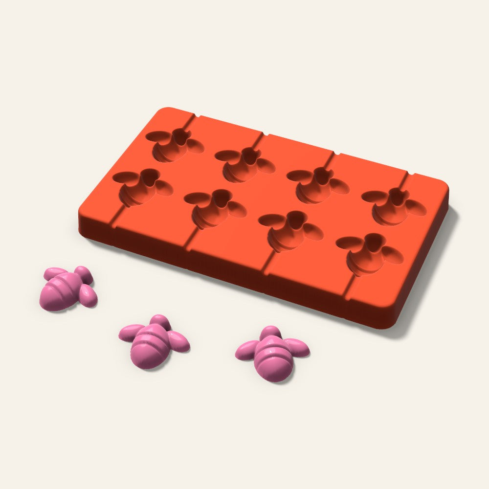 Bee Lollipop Mold, 1.5 Inch, 8 Cavity, 3D render