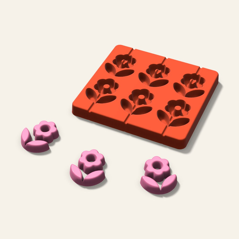 Tulip Lollipop Mold, 2 Inch, 6 Cavity, 3D render