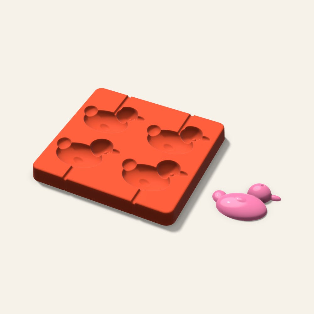 Duck Lollipop Mold, 2.5 Inch, 4 Cavity, 3D render