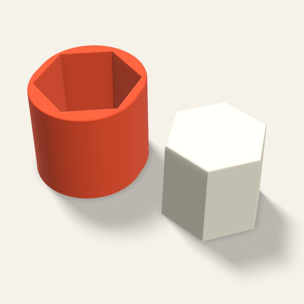Hexagon Pillar Candle Mold, 3.5 x 3 Inch, 3D render