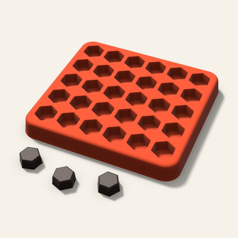 Hexagon Gummy Mold, 0.5 Inch, 30 Cavity, 3D render