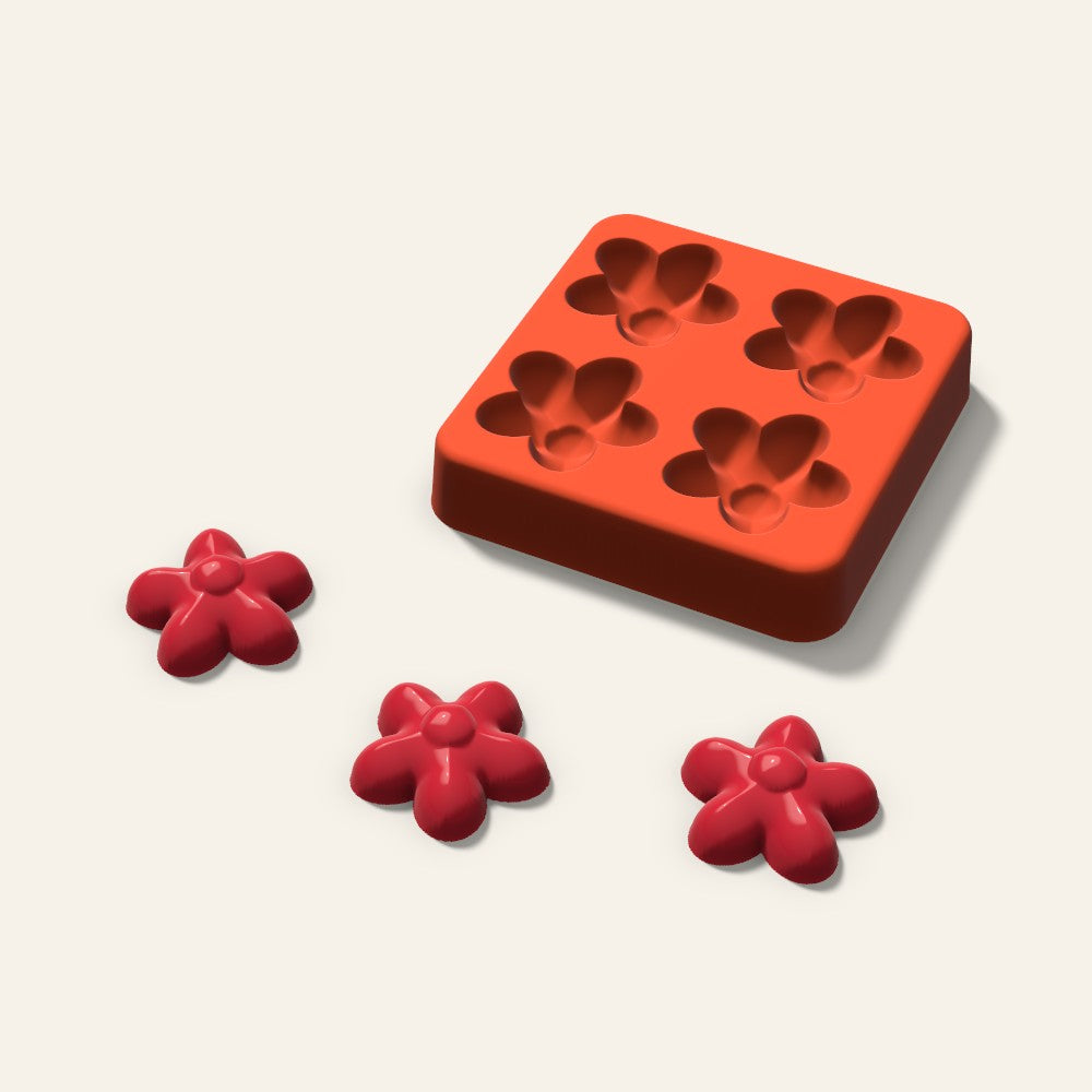 Flower Candy Mold, 1.25 Inch, 4 Cavity, 3D render