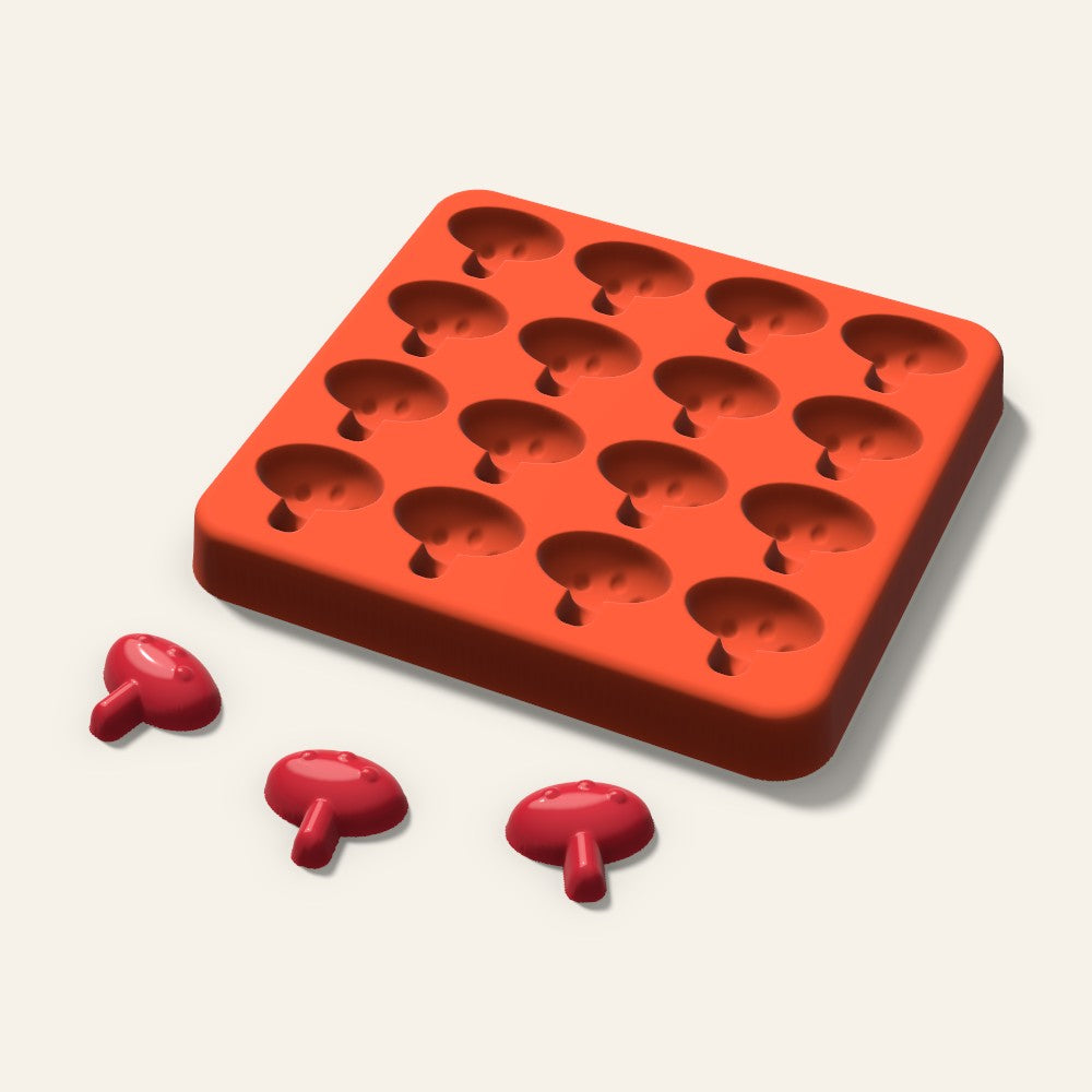 Mushroom Gummy Mold, 0.75 Inch, 16 Cavity, 3D render