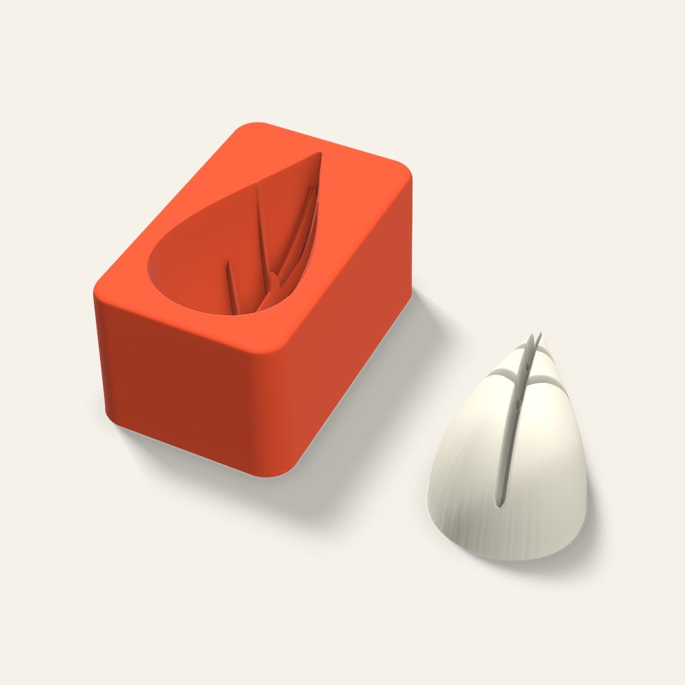 Leaf Candle Mold, 3 x 1.5 Inch, 3D render