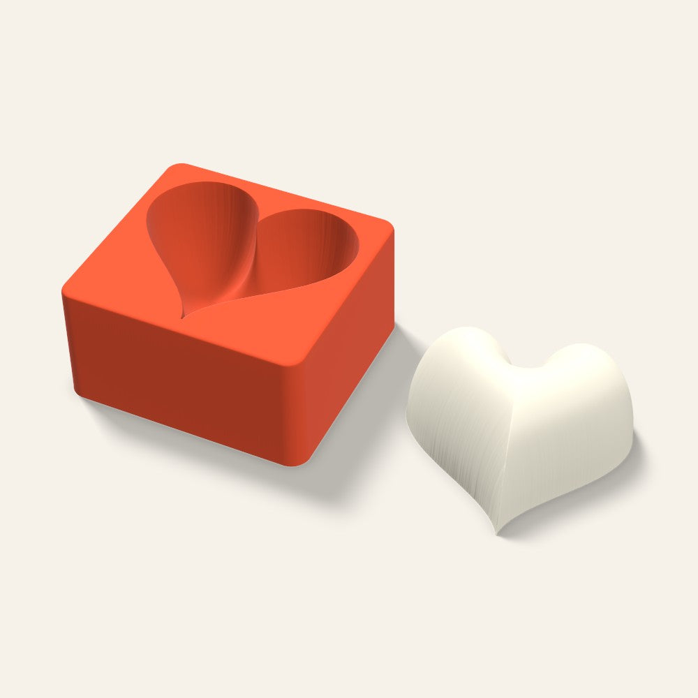 Puffy Heart Candle Mold, 4 x 2 Inch, 3D render