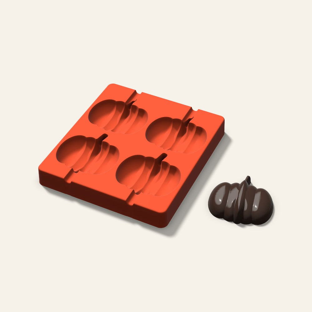 Pumpkin Cakesicle Mold, 3 Inch, 4 Cavity, 3D render