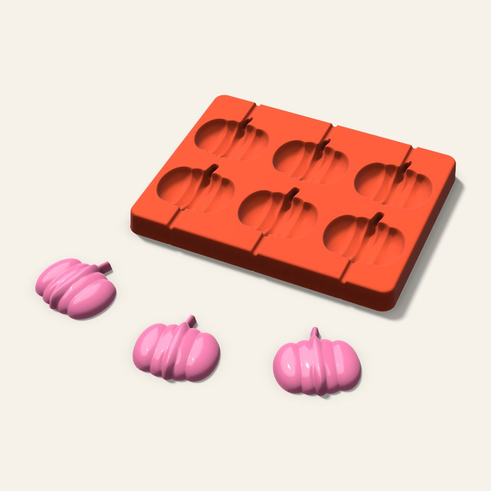 Pumpkin Lollipop Mold, 2 Inch, 6 Cavity, 3D render