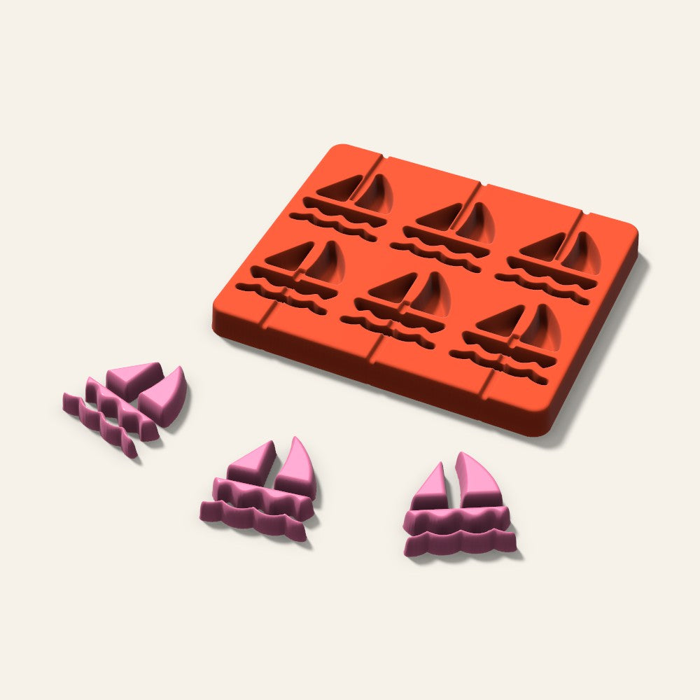 Sailboat Lollipop Mold, 2 Inch, 6 Cavity, 3D render