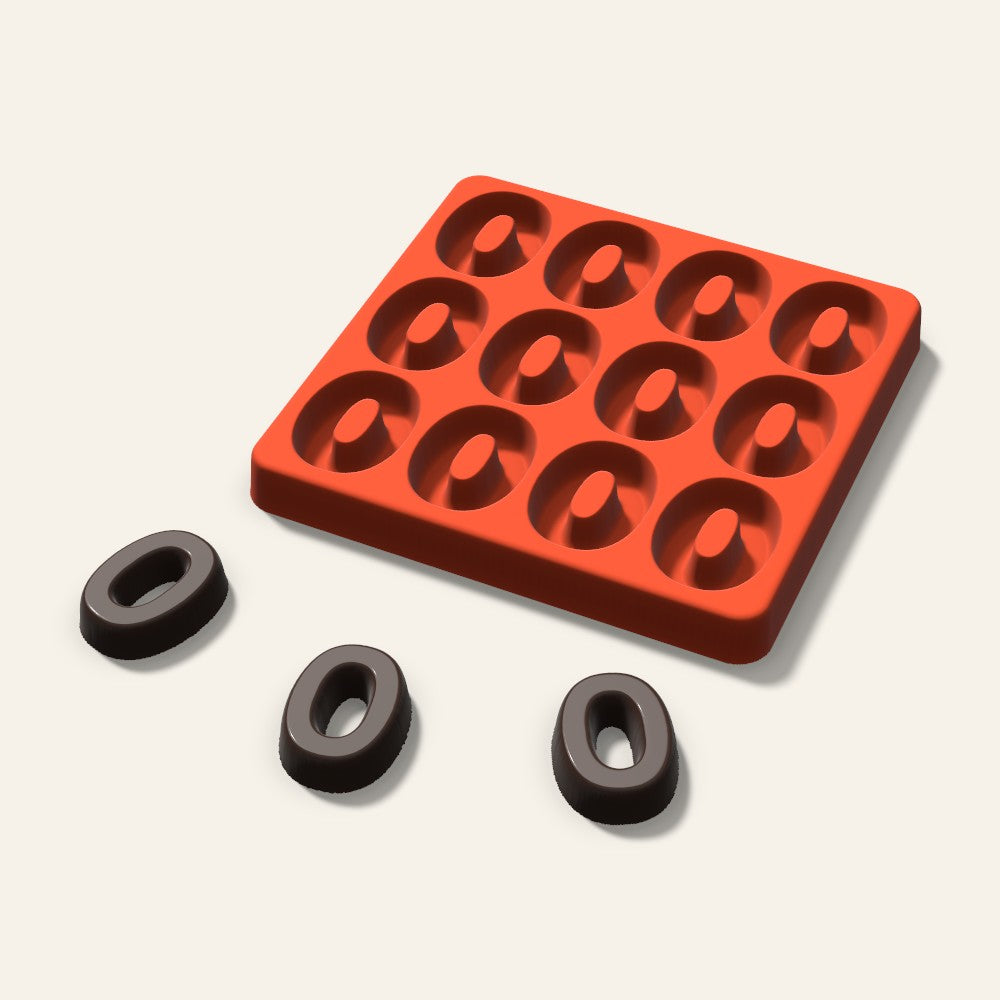 Number 0 Candy Mold, 1.5 Inch, 12 Cavity, 3D render