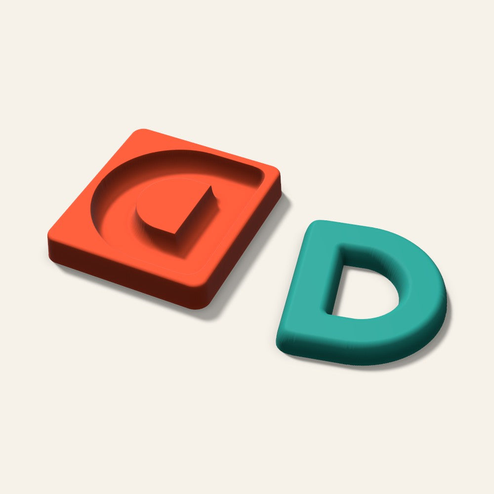 Letter D Freshie Mold, 4 Inch, 3D render