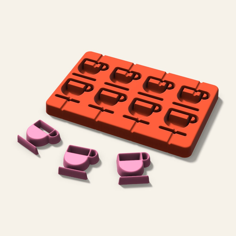 Coffee Cup Lollipop Mold, 1.5 Inch, 8 Cavity, 3D render