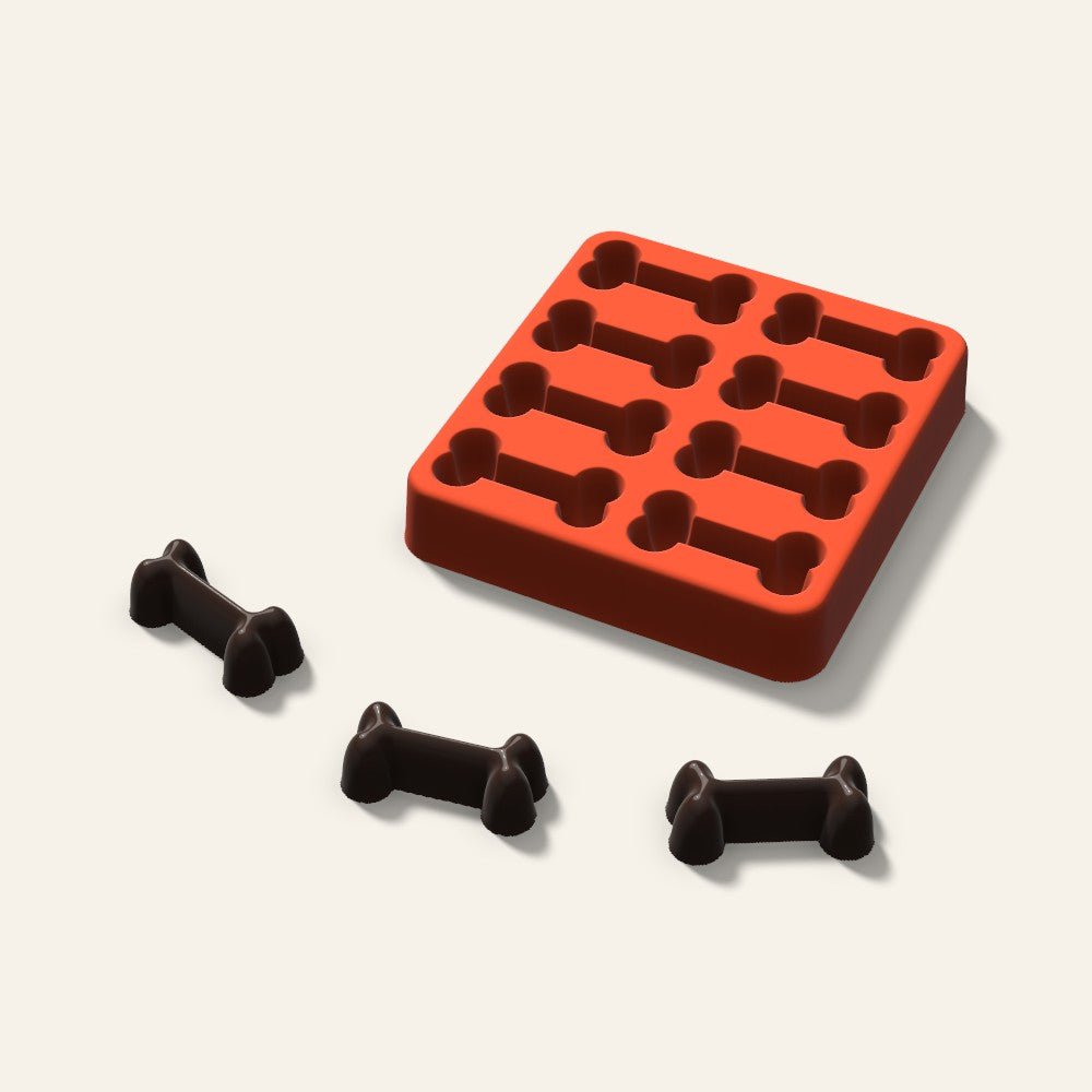Dog Bone Chocolate Mold, 1.5 Inch, 8 Cavity, 3D render