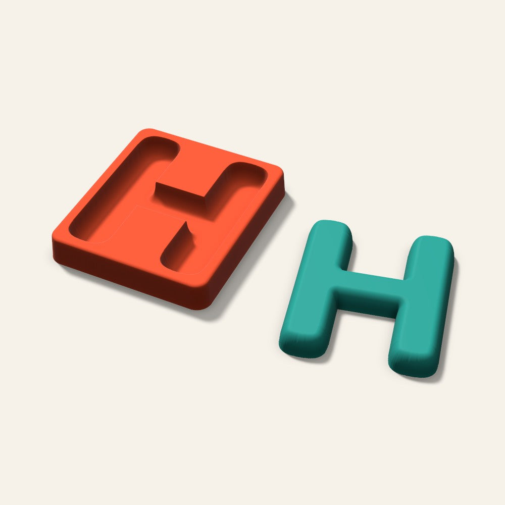 Letter H Freshie Mold, 4 Inch, 3D render