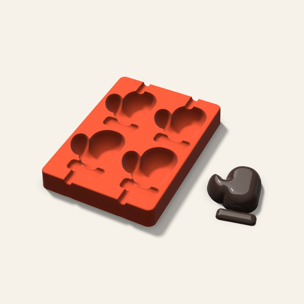 Mitten Cakesicle Mold, 3 Inch, 4 Cavity, 3D render