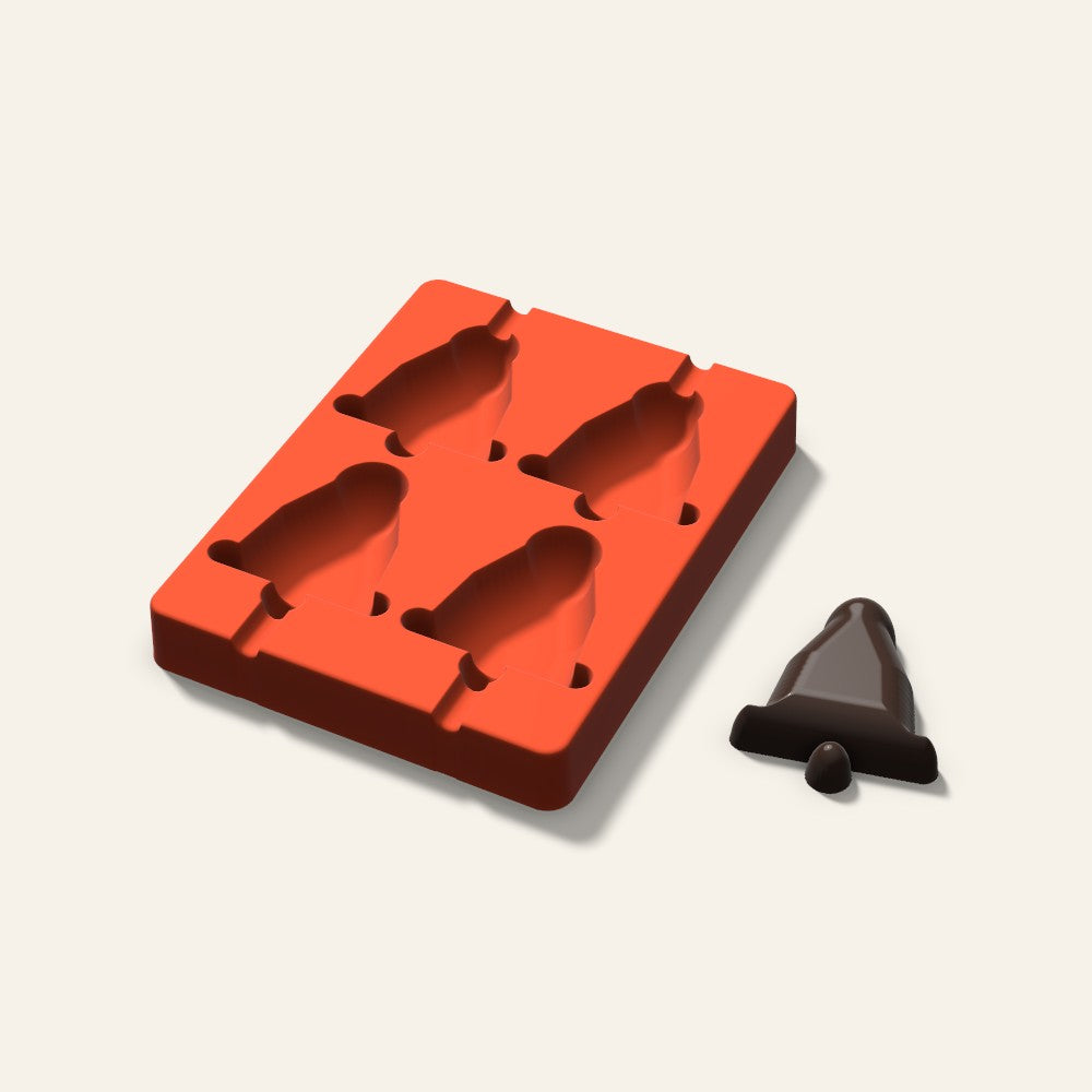 Bell Cakesicle Mold, 3 Inch, 4 Cavity, 3D render