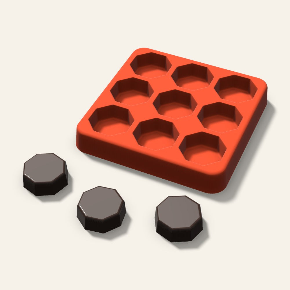 Octagon Candy Mold, 1 Inch, 9 Cavity, 3D render