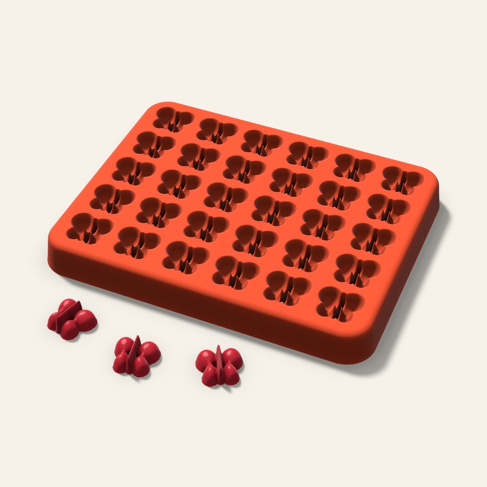 Butterfly Gummy Mold, 0.5 Inch, 30 Cavity, 3D render