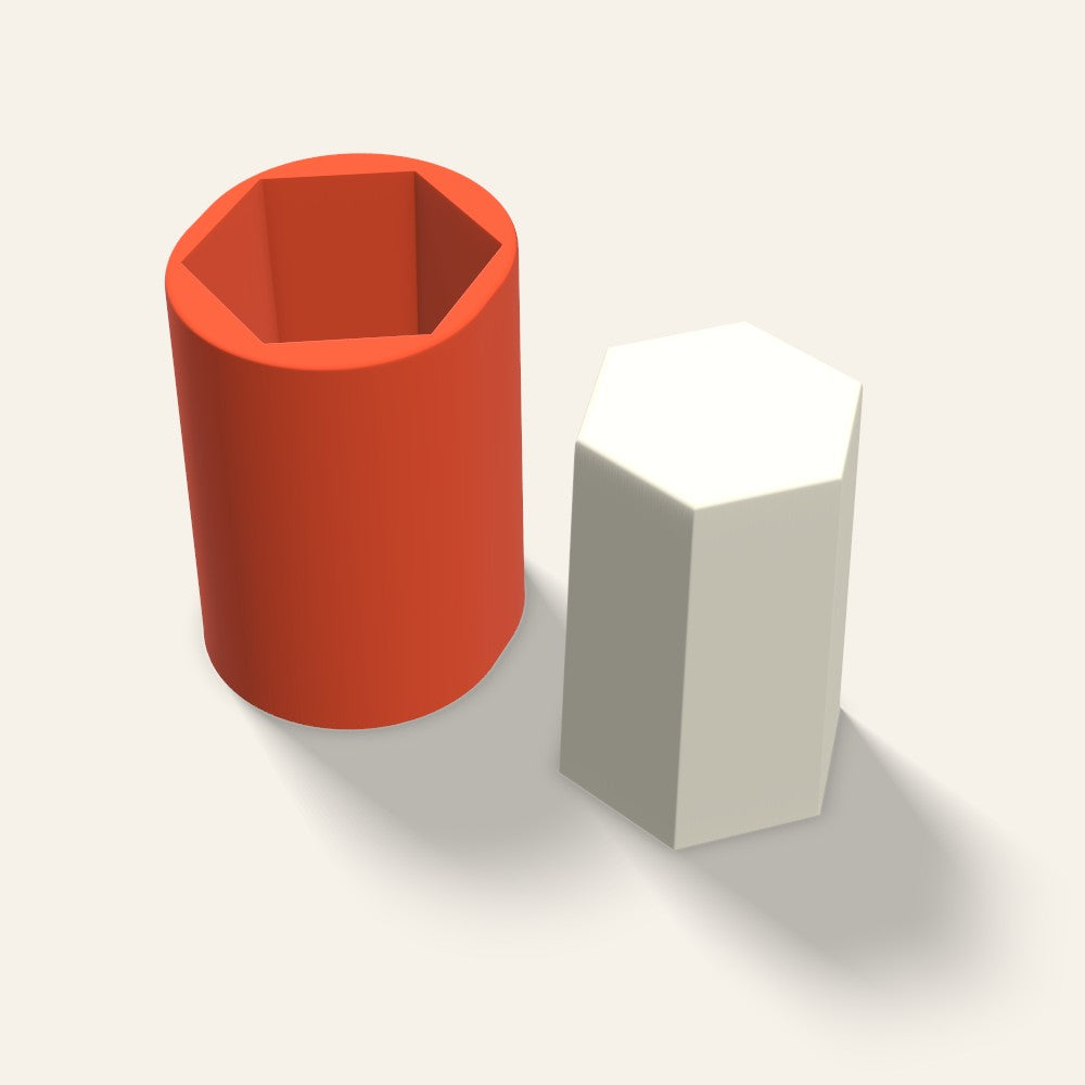 Hexagon Pillar Candle Mold, 3.5 x 5 Inch, 3D render