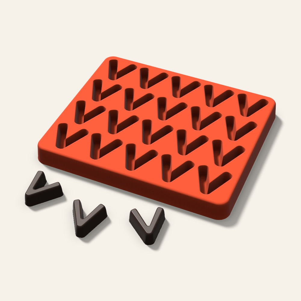 Letter V Candy Mold, 1 Inch, 20 Cavity, 3D render