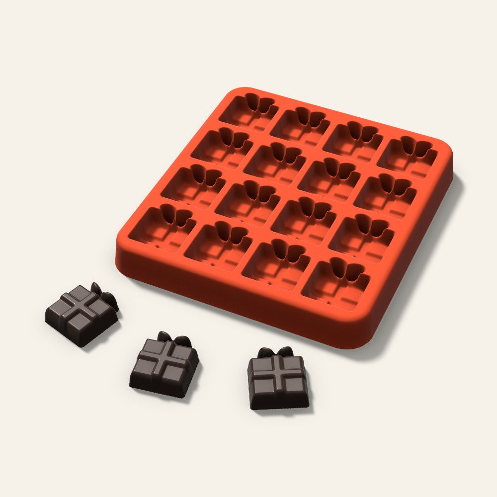 Gift Box Gummy Mold, 0.75 Inch, 16 Cavity, 3D render