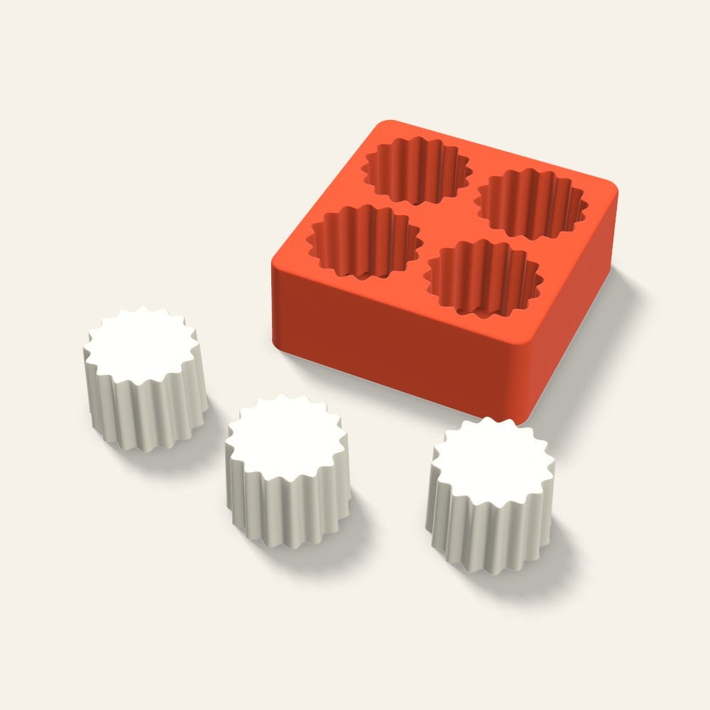 Ribbed Pillar Votive Candle Mold, 2 x 1.5 Inch, 4 Cavity, 3D render