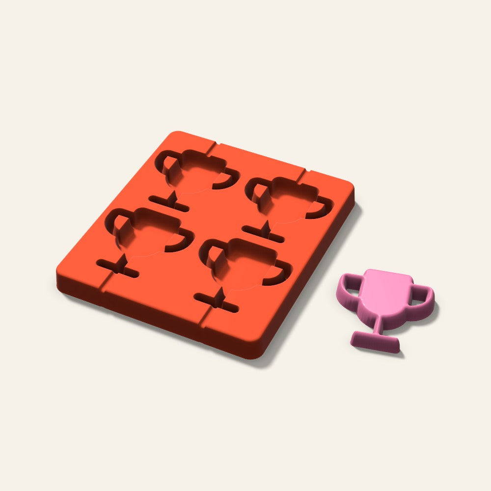 Trophy Lollipop Mold, 2.5 Inch, 4 Cavity, 3D render