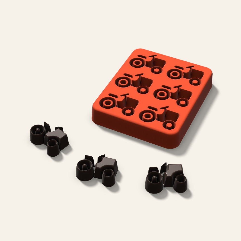 Tractor Candy Mold, 1.25 Inch, 6 Cavity, 3D render
