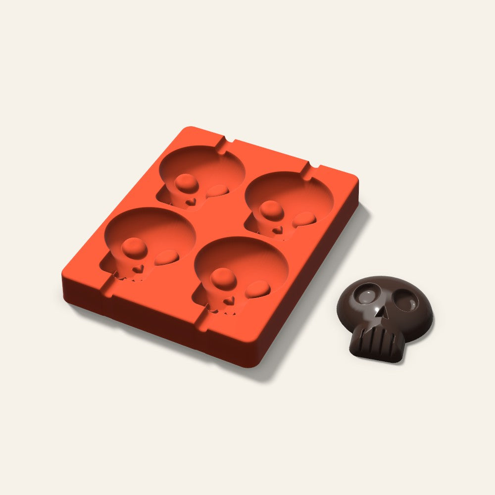 Skull Cakesicle Mold, 3 Inch, 4 Cavity, 3D render