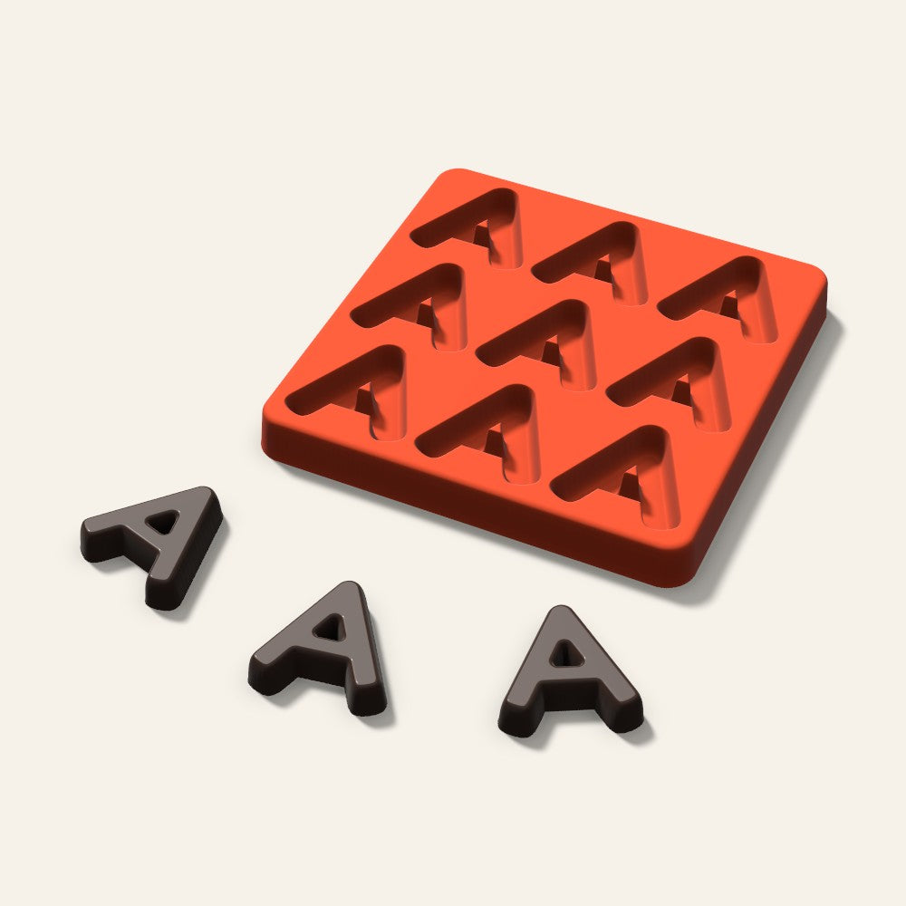 Letter A Candy Mold, 1.5 Inch, 9 Cavity, 3D render