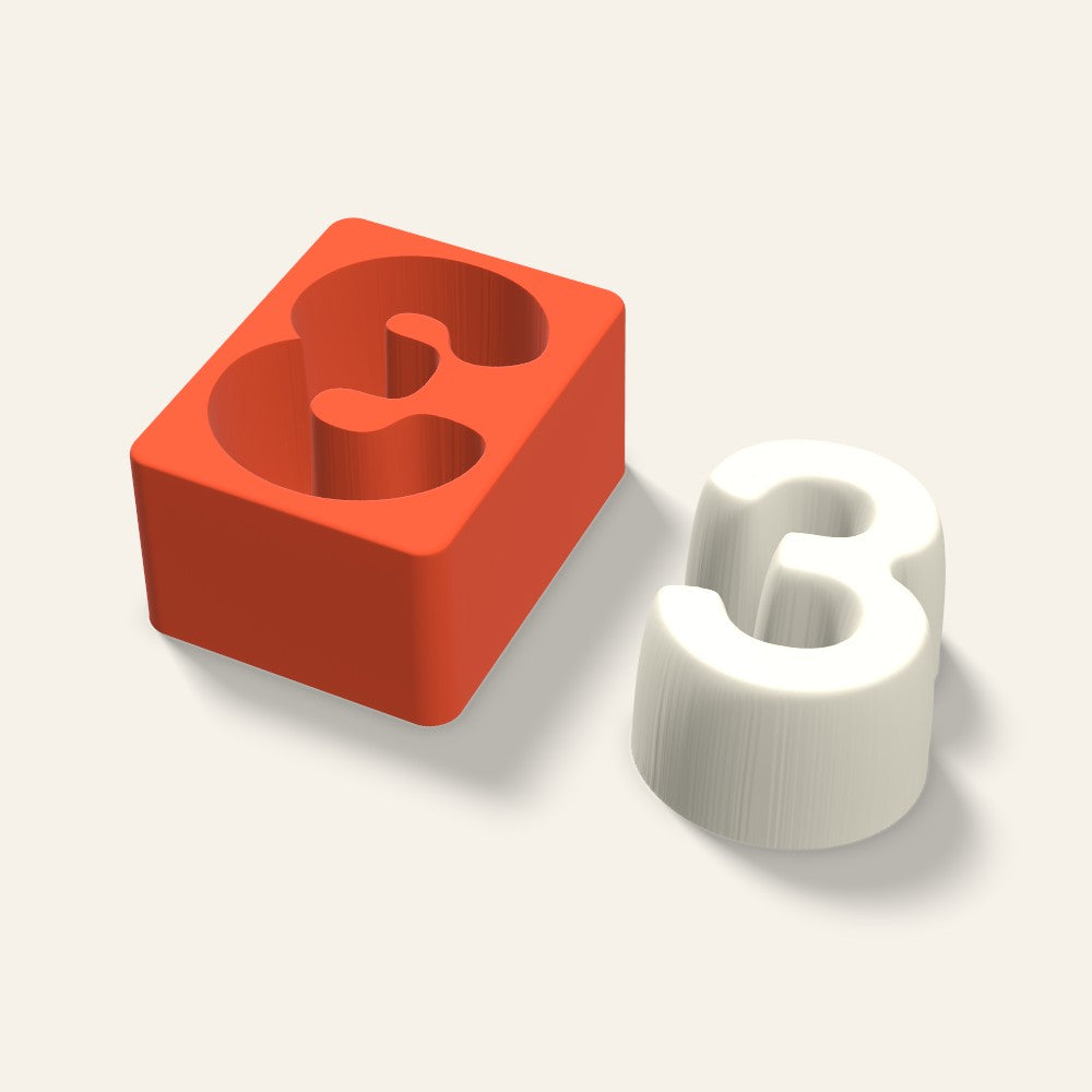Number 3 Candle Mold, 4 x 2 Inch, 3D render