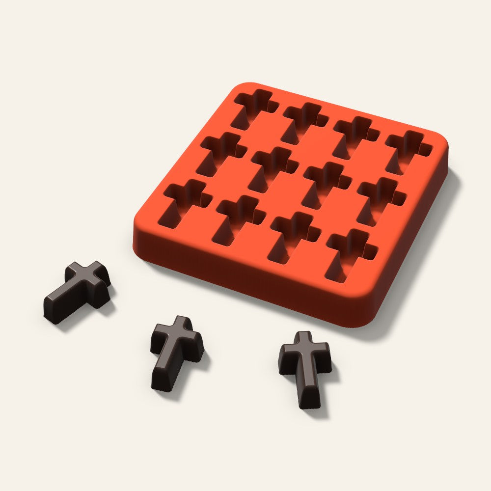 Cross Candy Mold, 1 Inch, 12 Cavity, 3D render