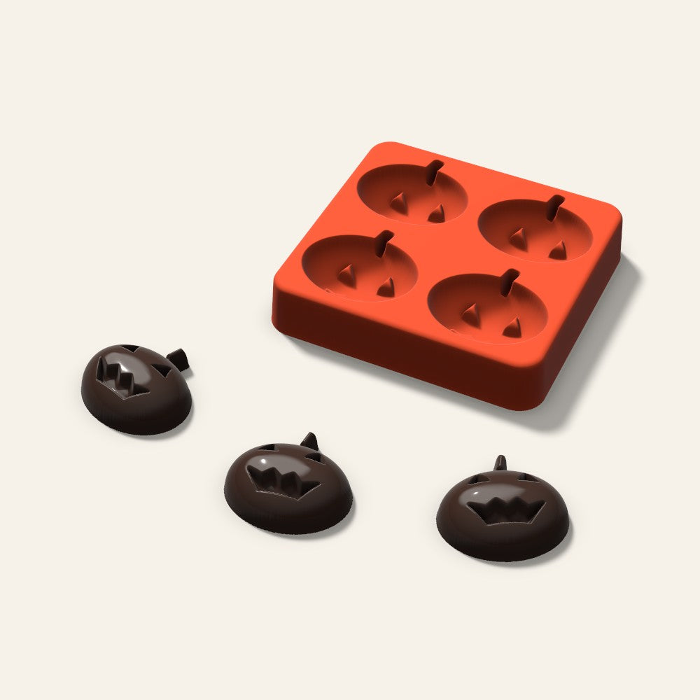 Jack-o'-Lantern Chocolate Mold, 1.5 Inch, 4 Cavity, 3D render