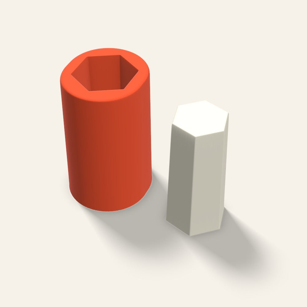 Hexagon Pillar Candle Mold, 1.5 x 3 Inch, 3D render