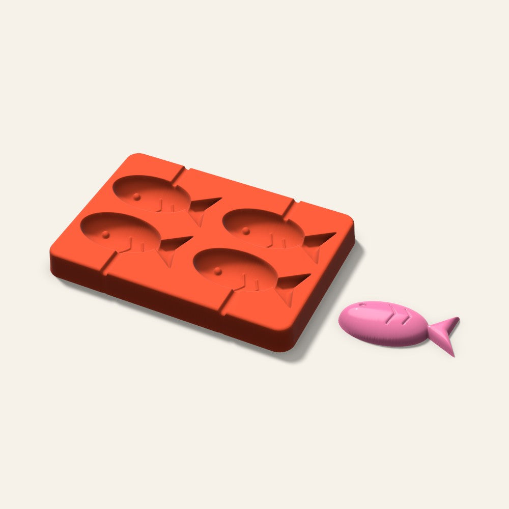 Fish Lollipop Mold, 2.5 Inch, 4 Cavity, 3D render
