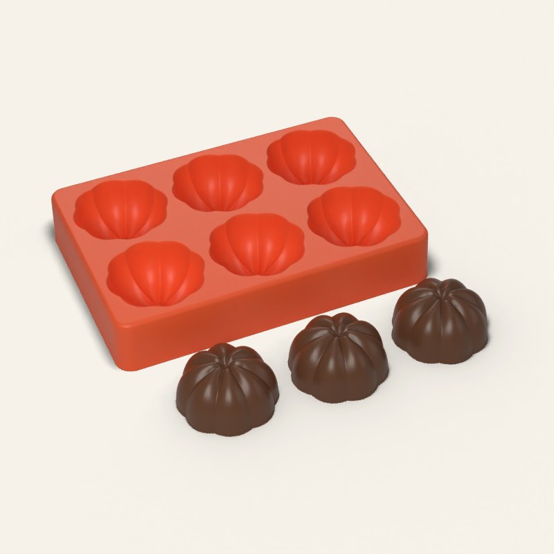 3D Pumpkin Mold, 6 Cavity, 3D render