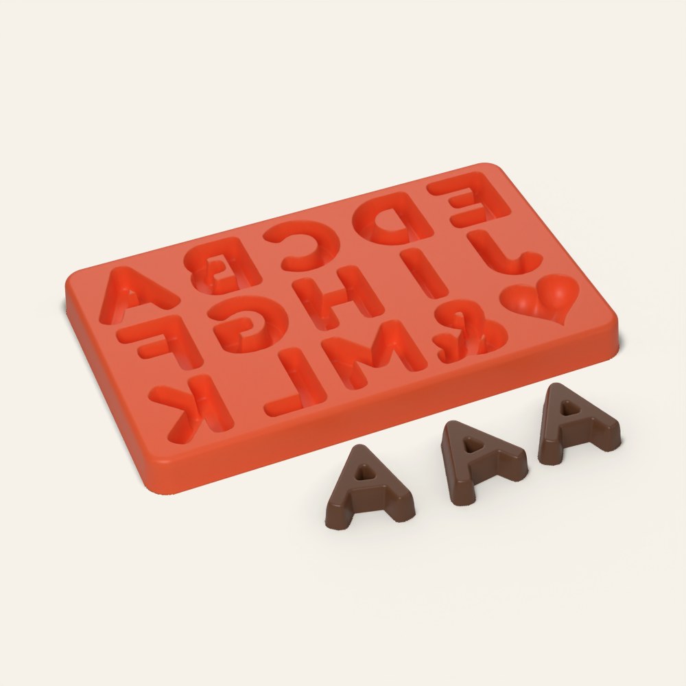 Alphabet Chocolate Mold A to M, 13 Cavity, 3D render