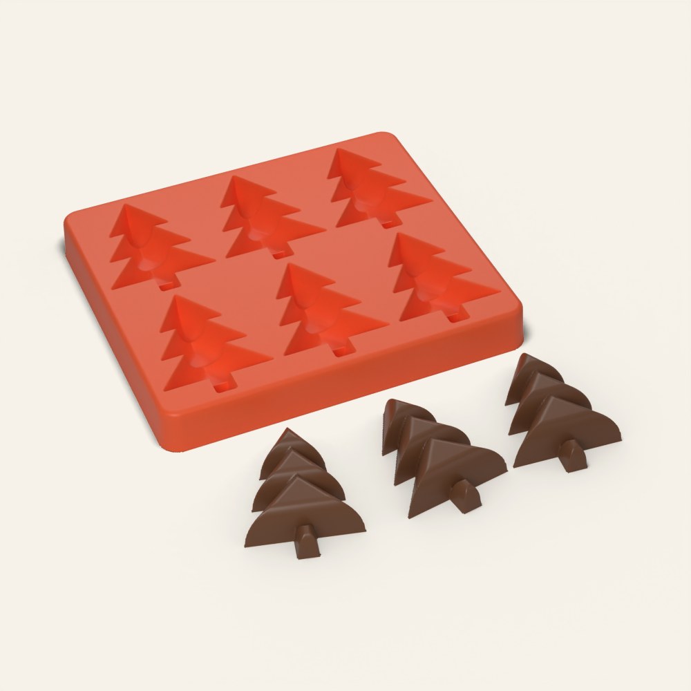 Christmas Tree Cake Pop Mold, 2 Inch, 6 Cavity, 3D render