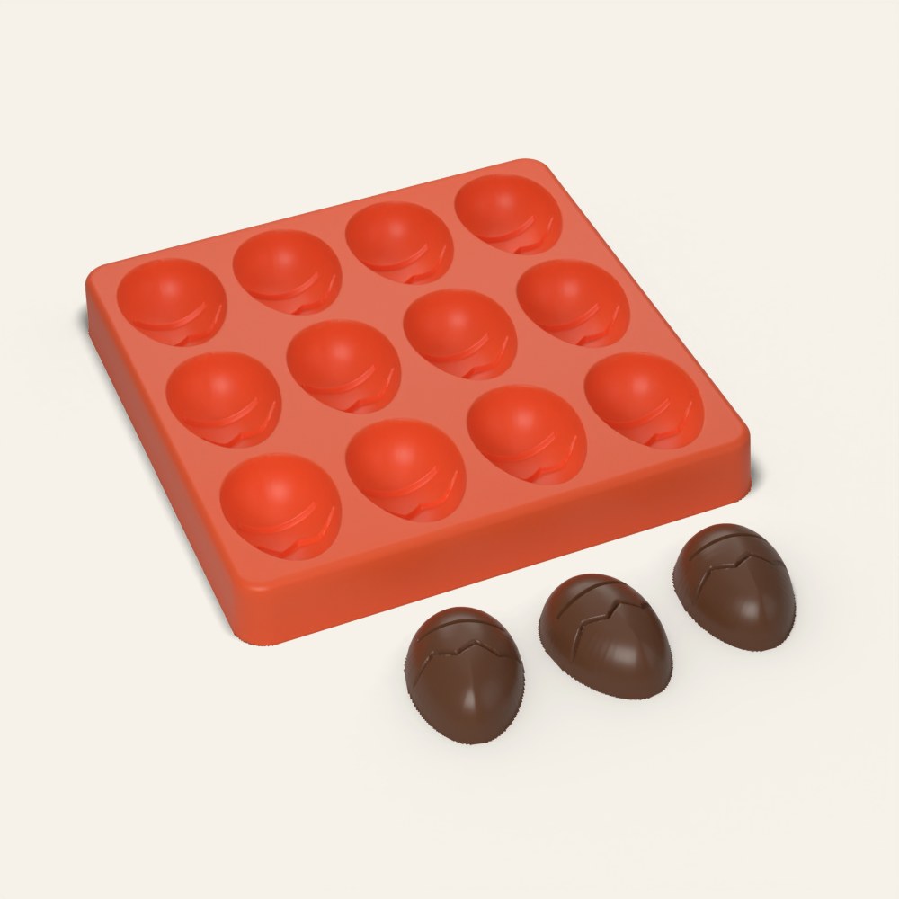 Decorated Egg Mold, 12 Cavity, 3D render