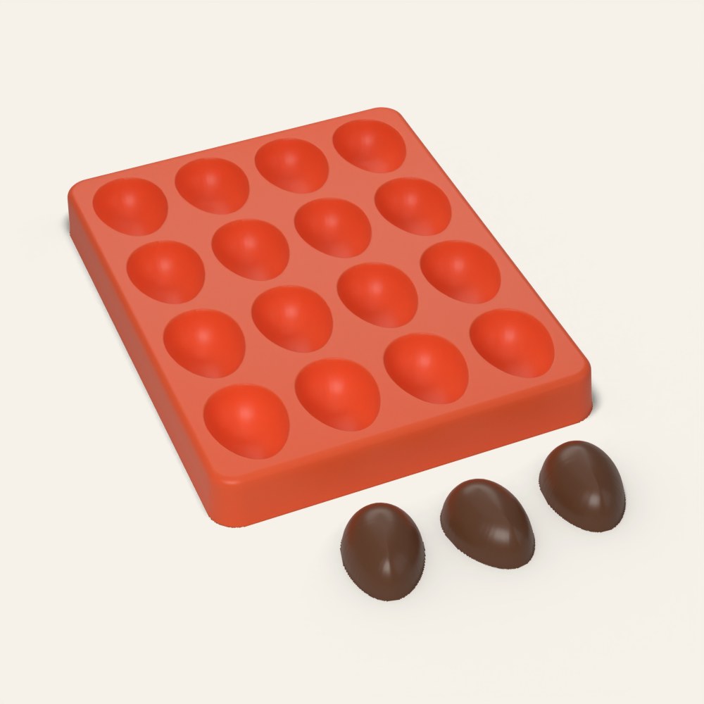 Easter Egg Mold, 16 Cavity, 3D render