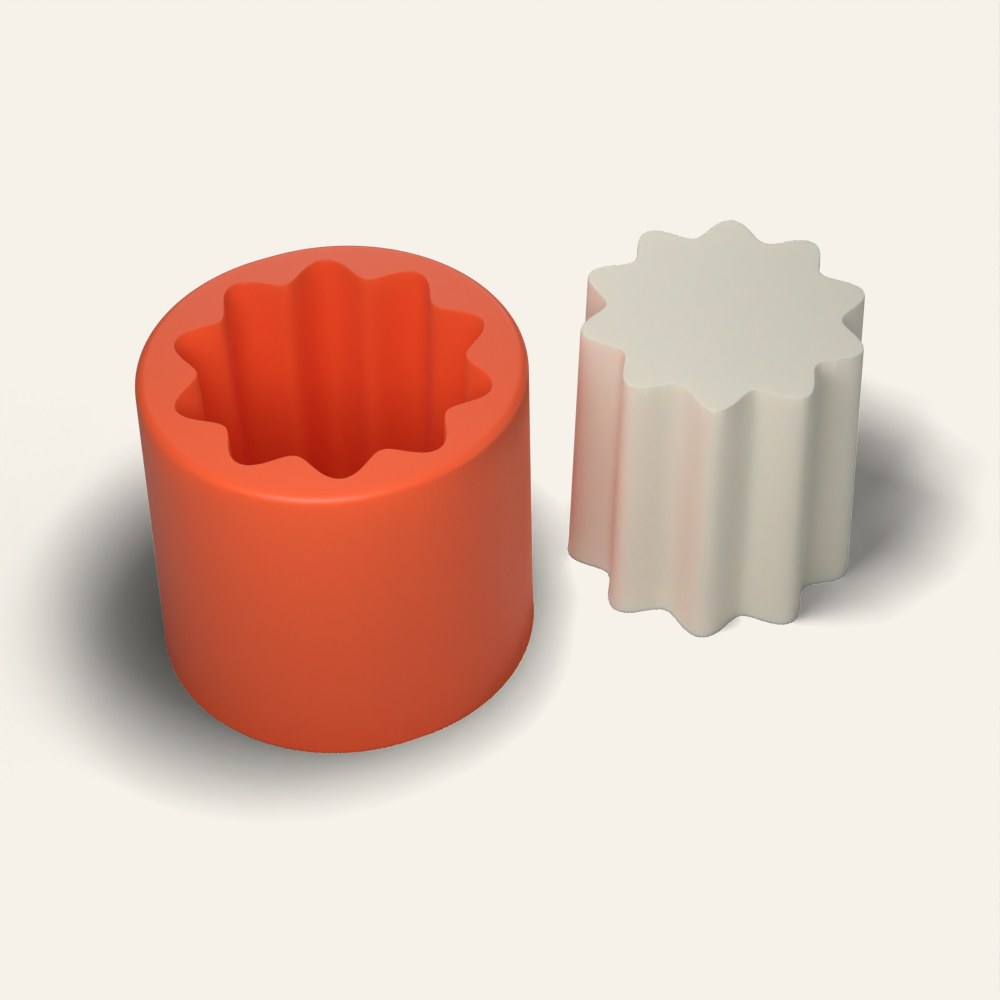 Fluted Pillar Candle Mold, 3 x 3 Inch, 3D render