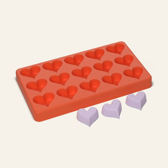 Heart Wax Melt Mold, 15 Cavity, 3D render