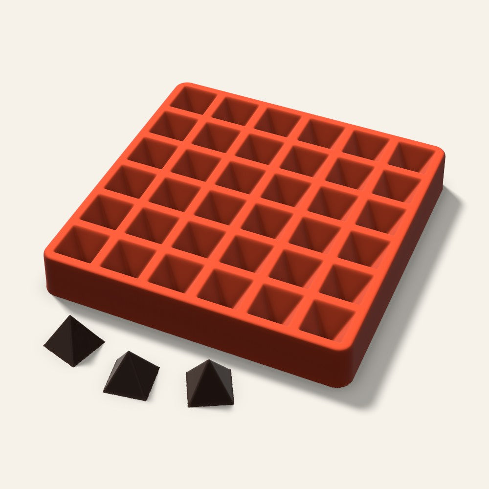 Pyramid Chocolate Mold, 1.25 Inch, 36 Cavity, 3D render