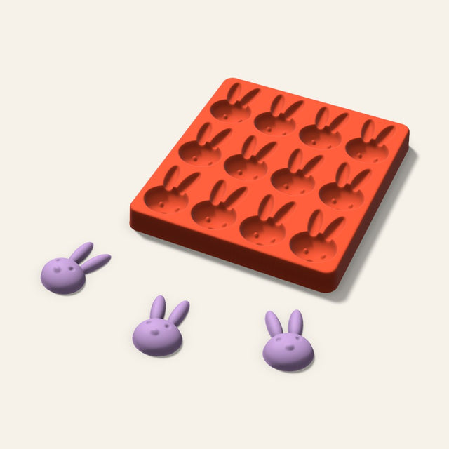 Bunny Wax Melt Mold, 2 Inch, 12 Cavity, 3D render