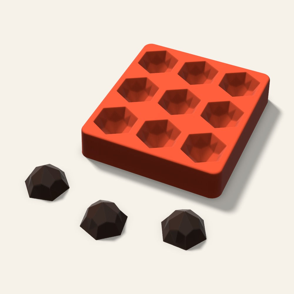 Hexagon Gem Chocolate Mold, 1.5 Inch, 9 Cavity, 3D render