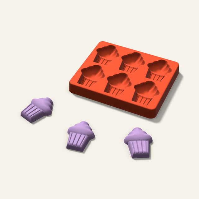 Cupcake Wax Melt Mold, 2 Inch, 6 Cavity, 3D render
