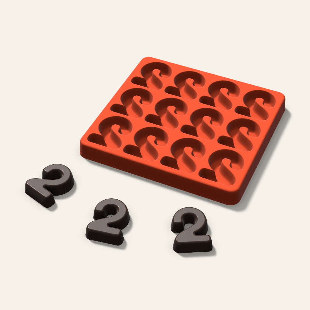 Number 2 Candy Mold, 1.5 Inch, 12 Cavity, 3D render